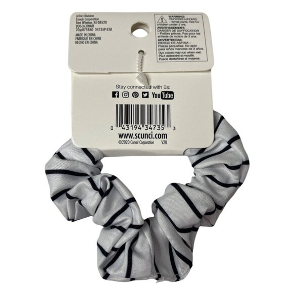 Scunci White Black Stripe Hair Scrunchie Ponytail Holder Elastic Tie - Picture 2 of 3